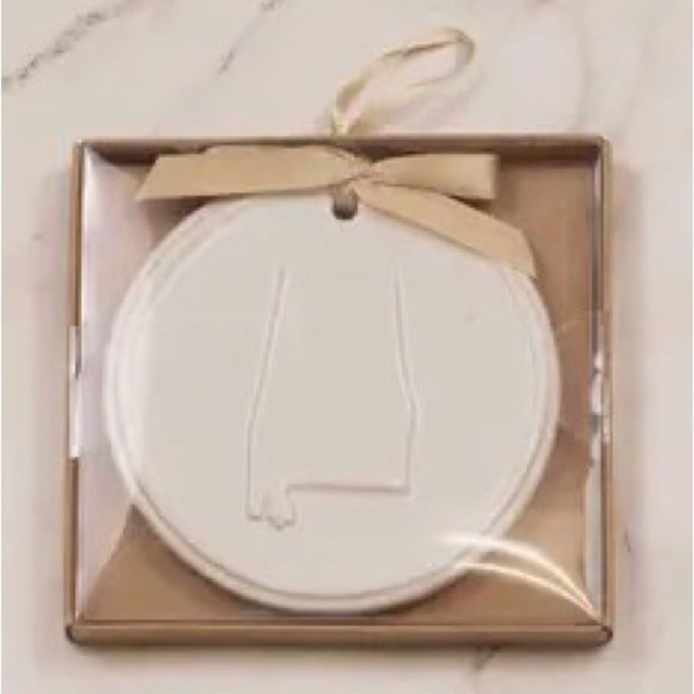 White State Outline Ceramic Holiday Ornament - Blank Brand